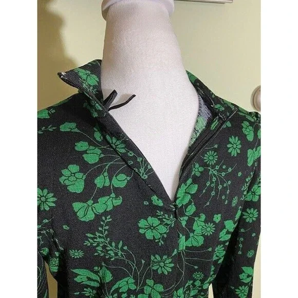 Who What Wear Floral Print Puff Sleeve Stretch Blouse in Midnight Foilage Size M - Picture 5 of 11